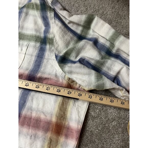 Tommy Bahama 3XT Plaid Mens Long-Sleeve Shirt Linen Cotton Blend lightweight - Picture 7 of 11